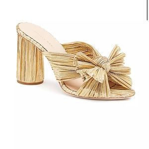 Loeffler Randall Gold Pleated Knot Sandal